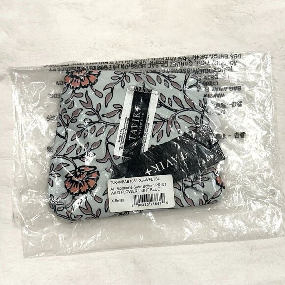 NWT Tavik Ali Moderate Swim Bottom in Light Blue Wild Flower Print - Extra Small - Picture 7 of 9
